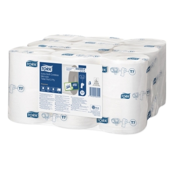 Tork Midi Toilettenpapier T7 Premium, 502085.6,  3-lagig, weiß - 1 Paket = 18 Rollen x 69 m = 1.242 m